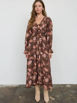Sunkiss Floral V Neck Midi Dress