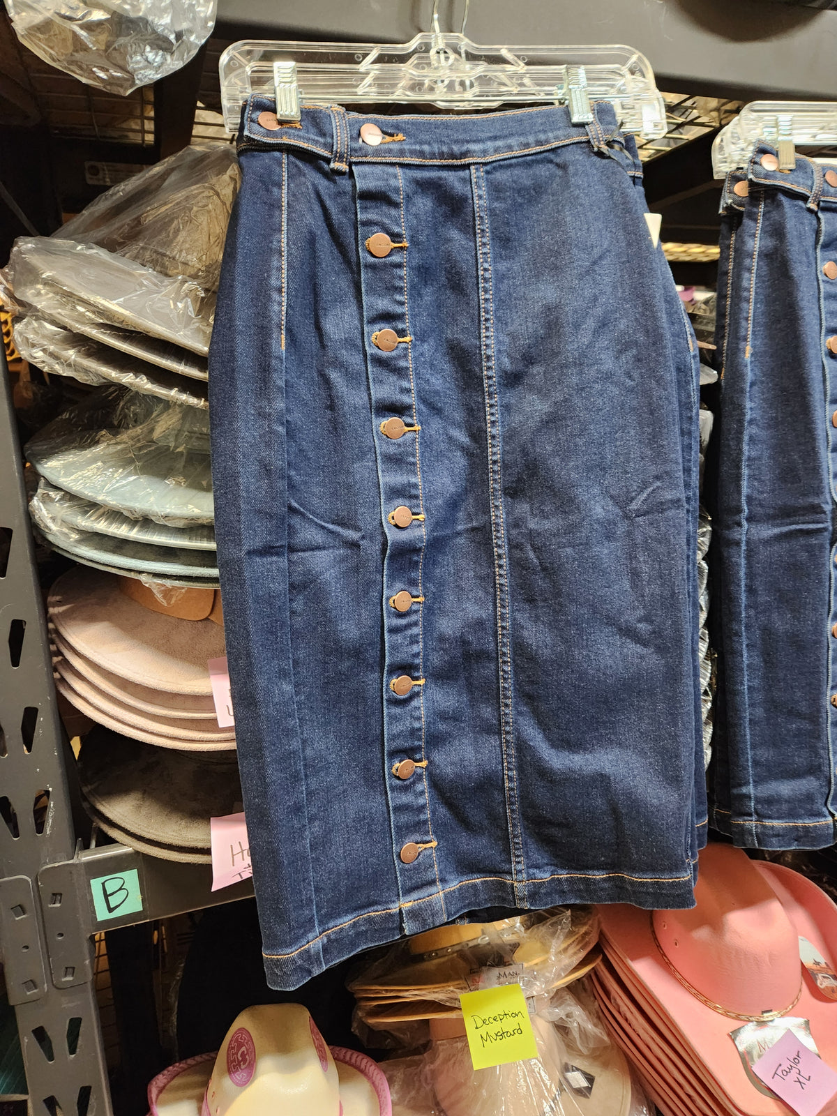 Maddie Button Down Jean Skirt