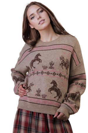 Leila Western Horse Knit Sweater