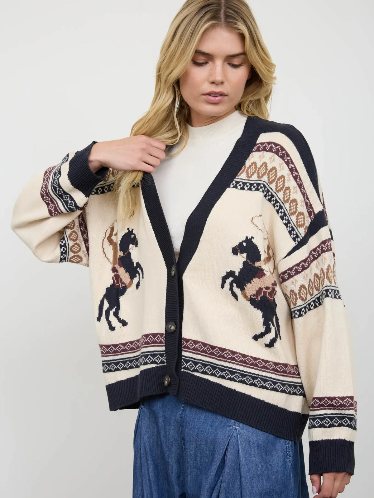 Beauty Horse Tribal Pattern Cardigan