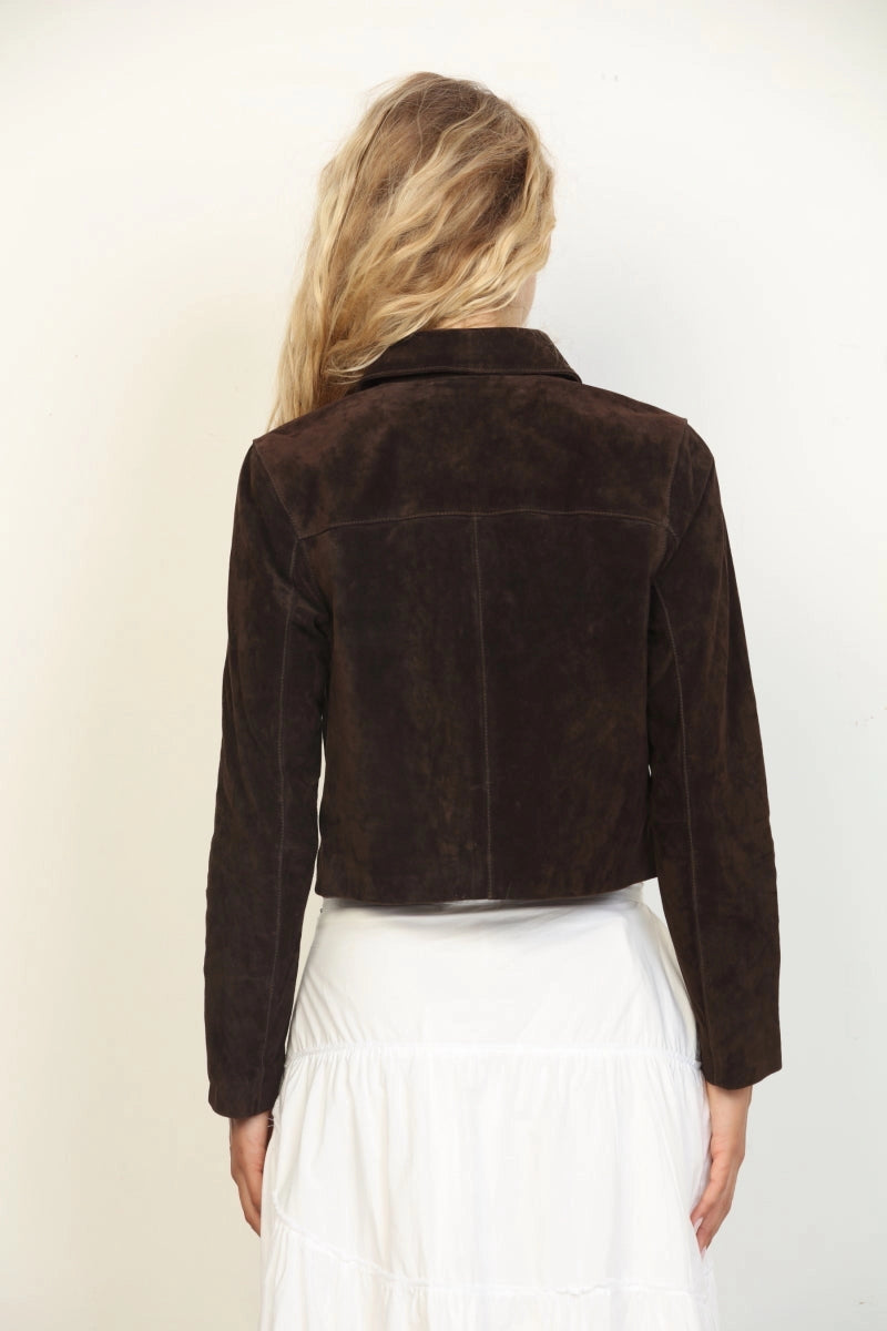 Jeanie Genuine Suede Leather Jacket