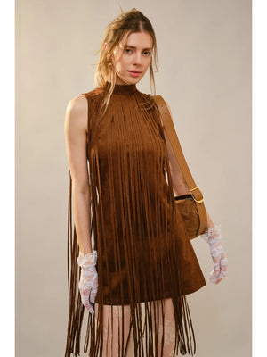Gracie Suede Fringe Mini Dress