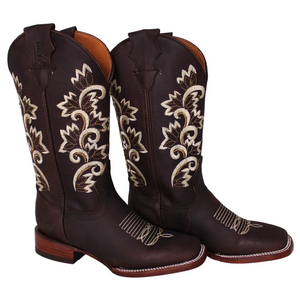 Calico Ivy Detail Cowgirl Boots