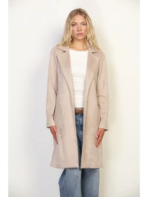 Cinnamon Faux Suede Long Coat
