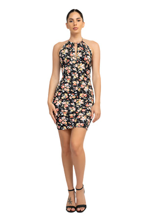 Anne Marie Halter Floral Bodycon Dress