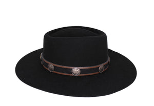 Sam Black Felt Flat Brim Hat