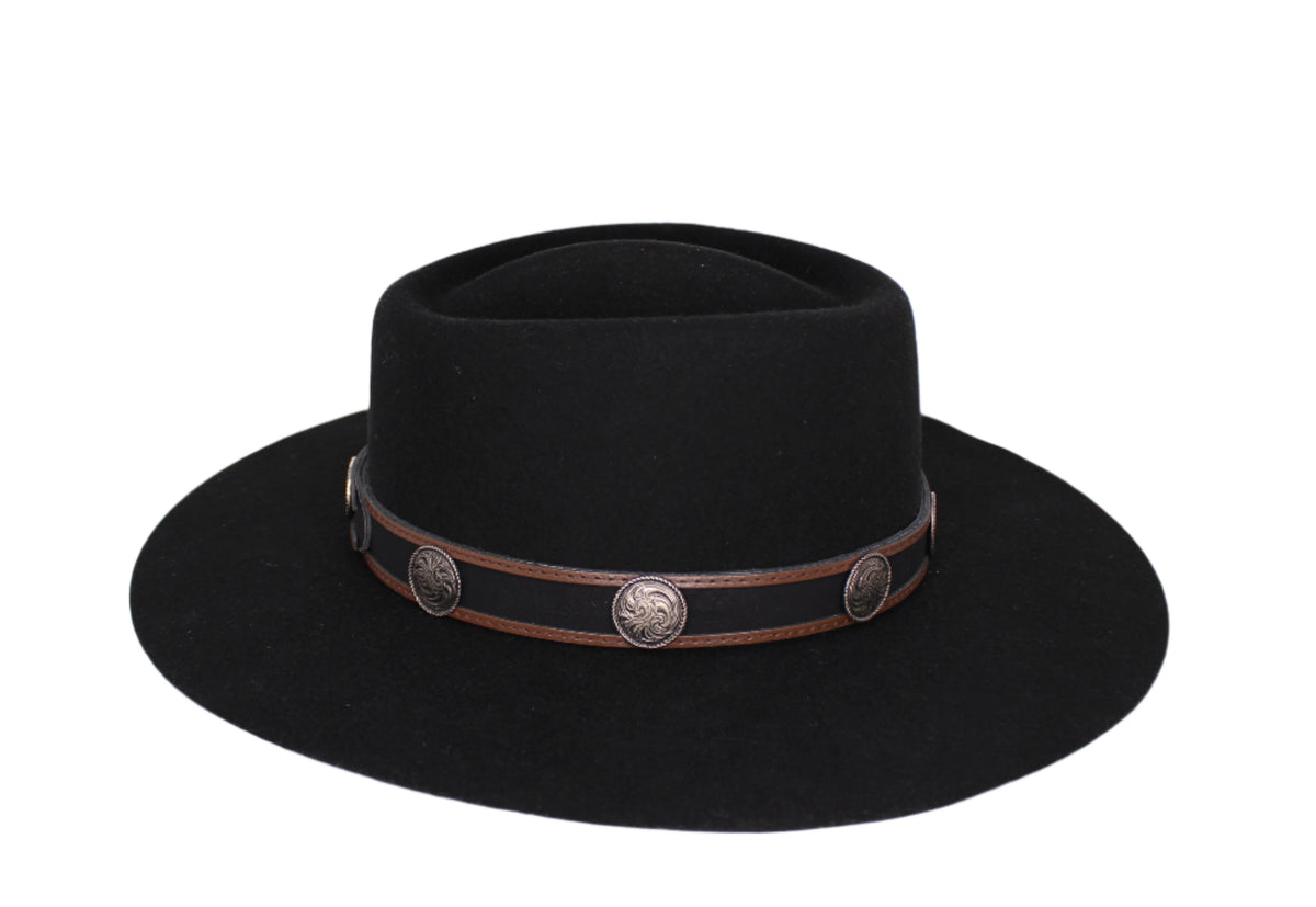 Sam Black Felt Flat Brim Hat