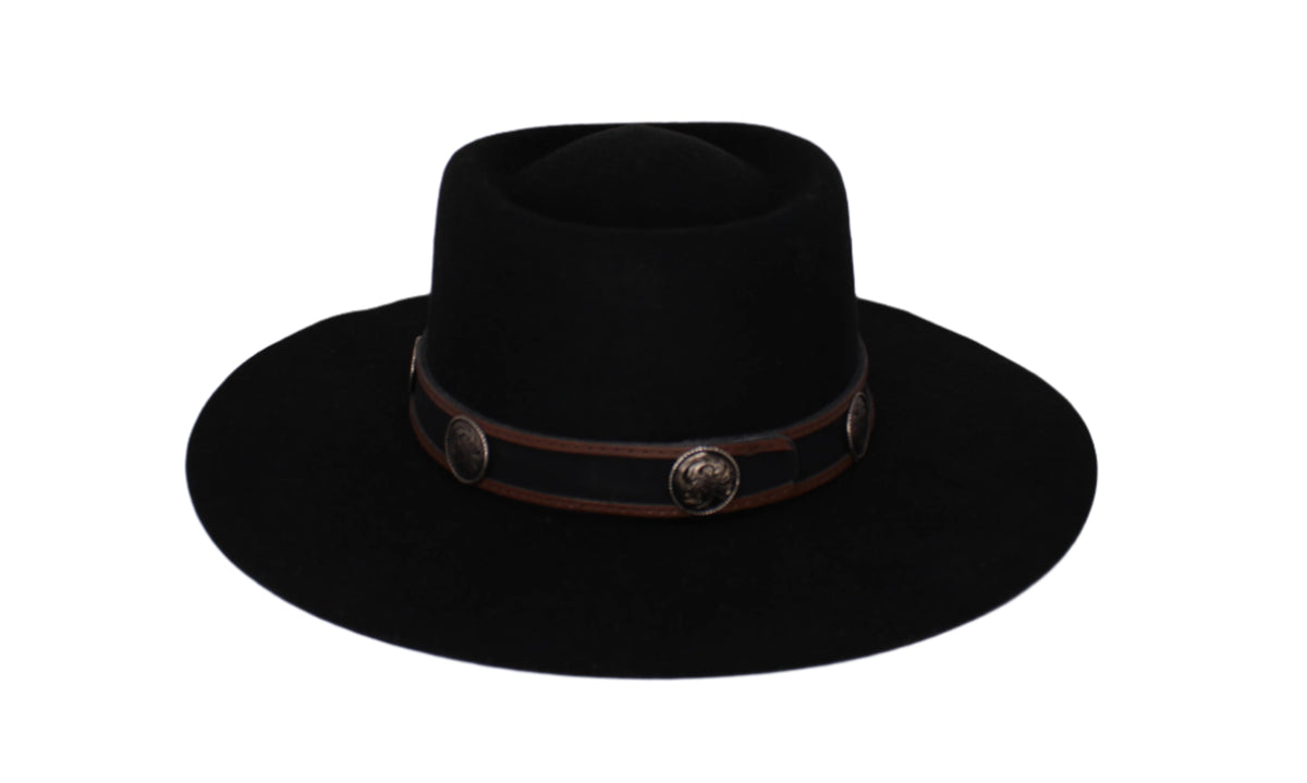 Sam Black Felt Flat Brim Hat