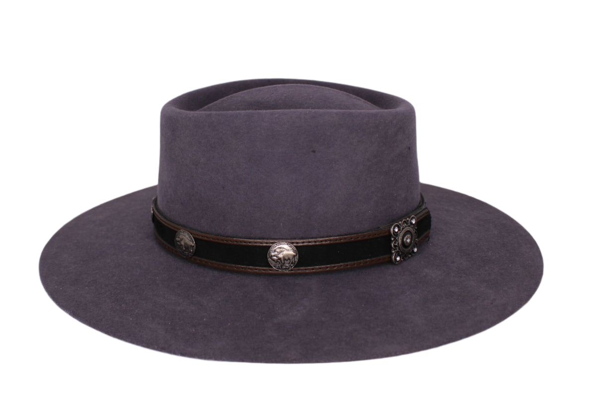 Sam Grey Felt Flat Brim Hat