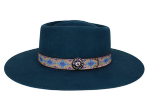 Sam Turquoise Felt Flat Brim Hat