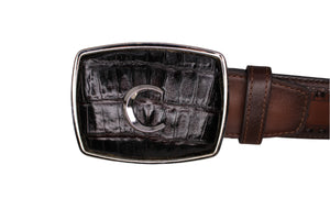 Melvin Chestnut Ostrich Leather Belt