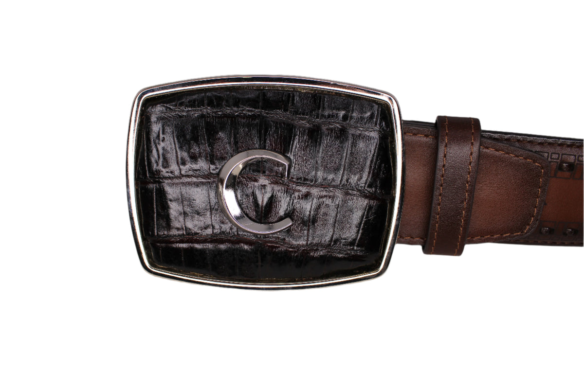 Melvin Chestnut Ostrich Leather Belt