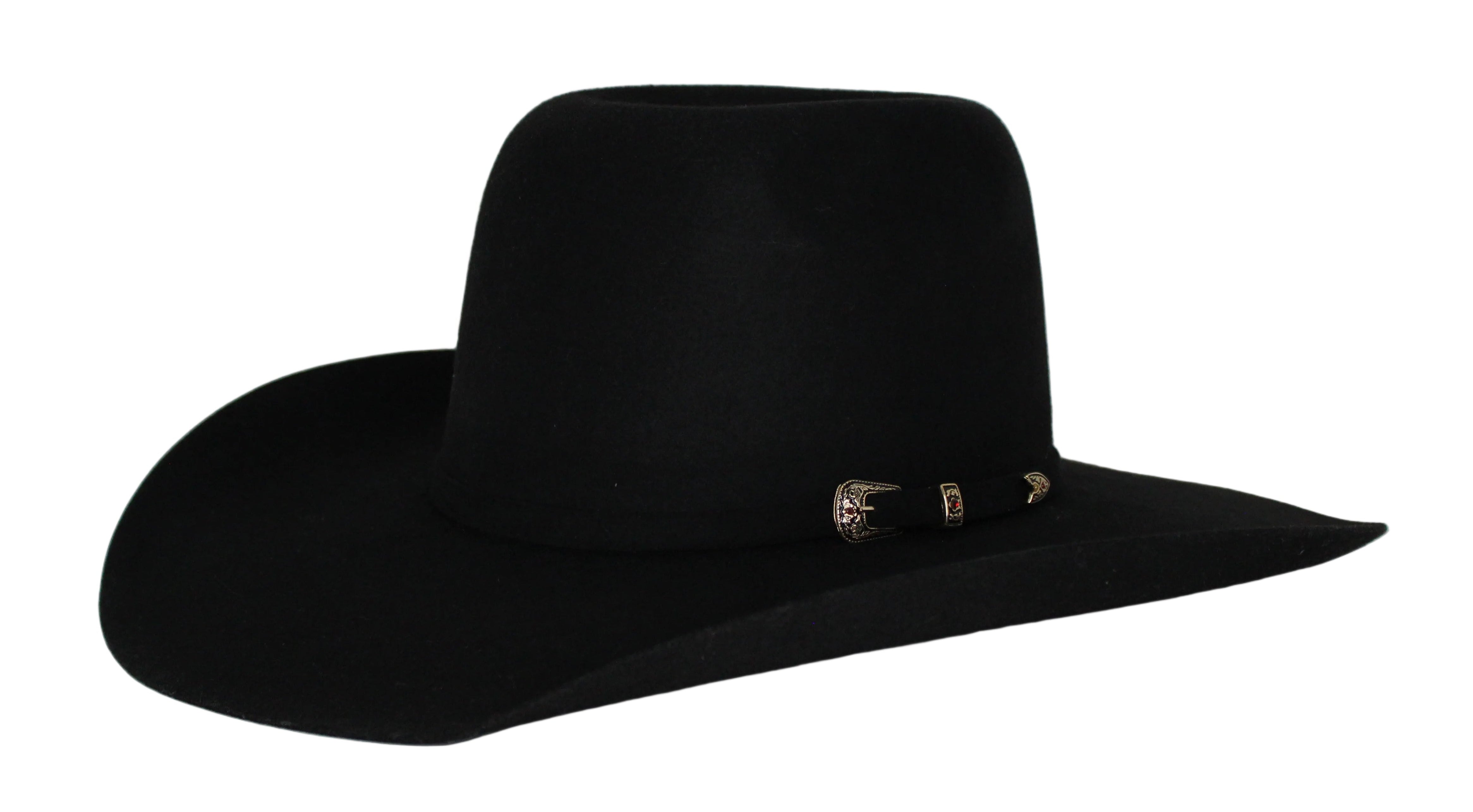 Bullrider Black Oval Crown Wool Hat