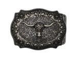 Silver Longhorn Belt Buckle