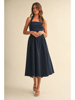 Southern Halter Neck Midi Denim Dress