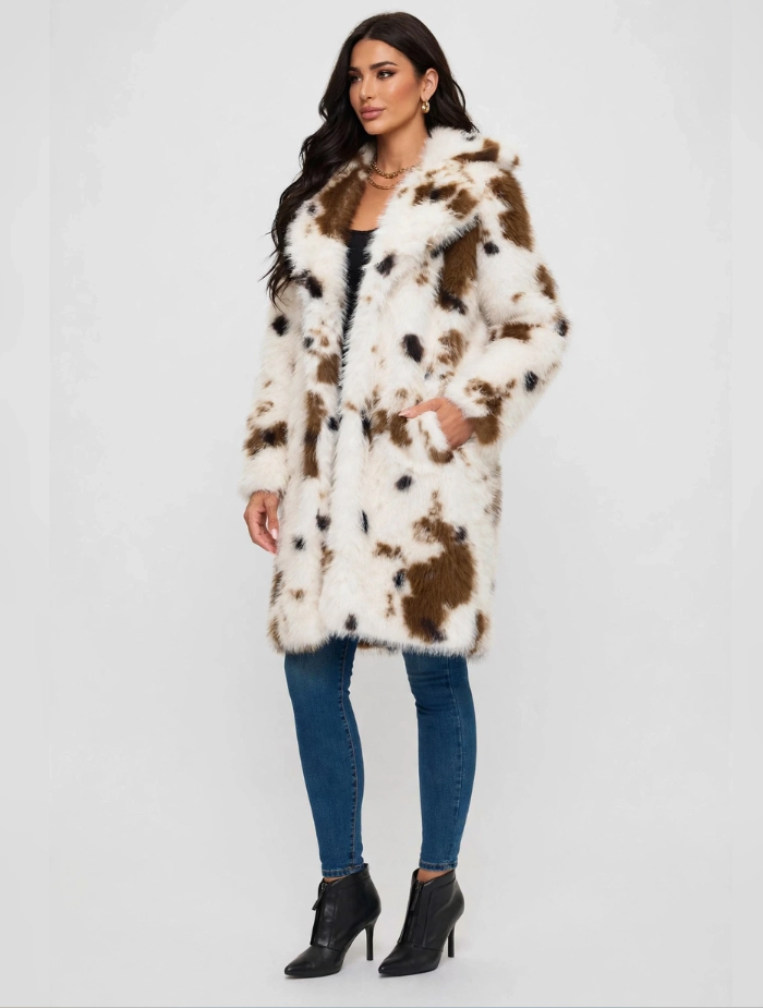 Ella Jo Cow Print Long Coat