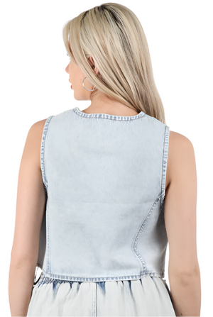Indigo Washed Denim Vest
