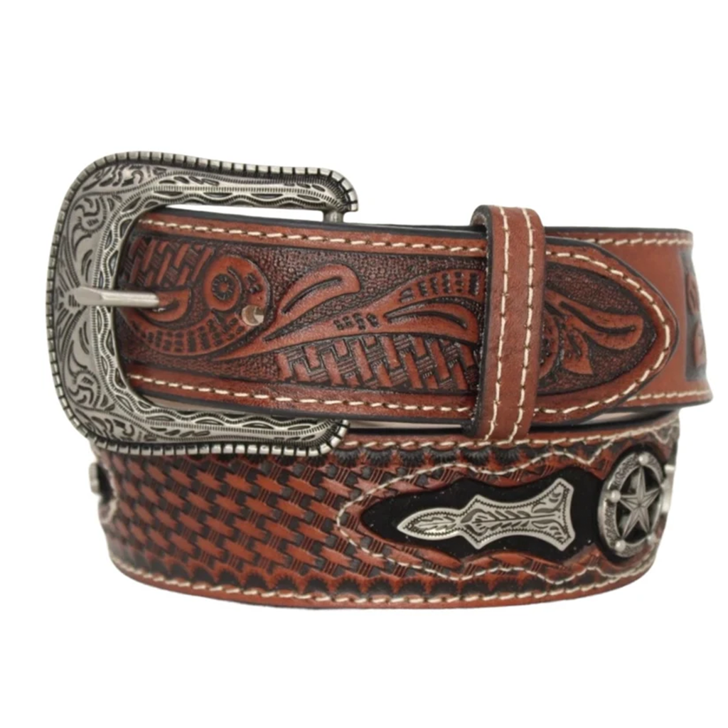 Texas Star Stamped Leather Belt