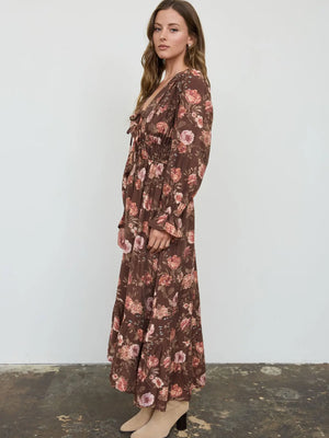 Sunkiss Floral V Neck Midi Dress