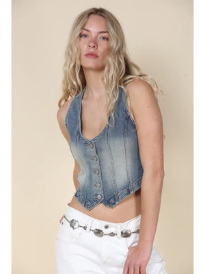 Ava Vintage Wash Denim Vest