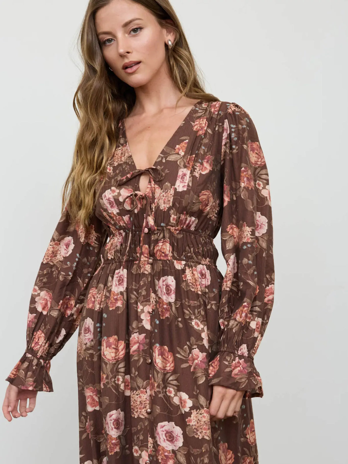 Sunkiss Floral V Neck Midi Dress