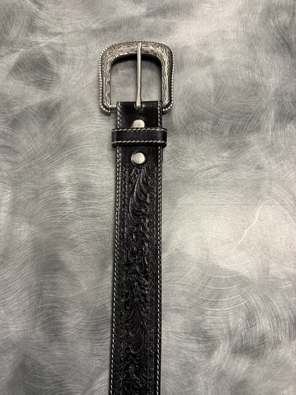 Black Detailed Leather Belt