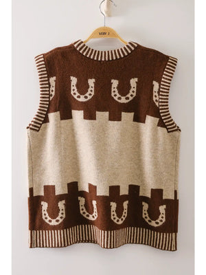 Oaklynn Western Horse Knit Vest