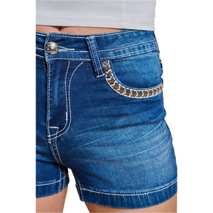 Natashia Embroidered Denim Shorts