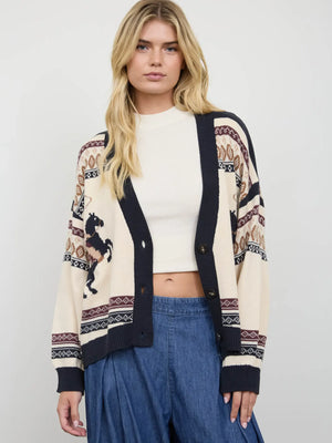 Beauty Horse Tribal Pattern Cardigan