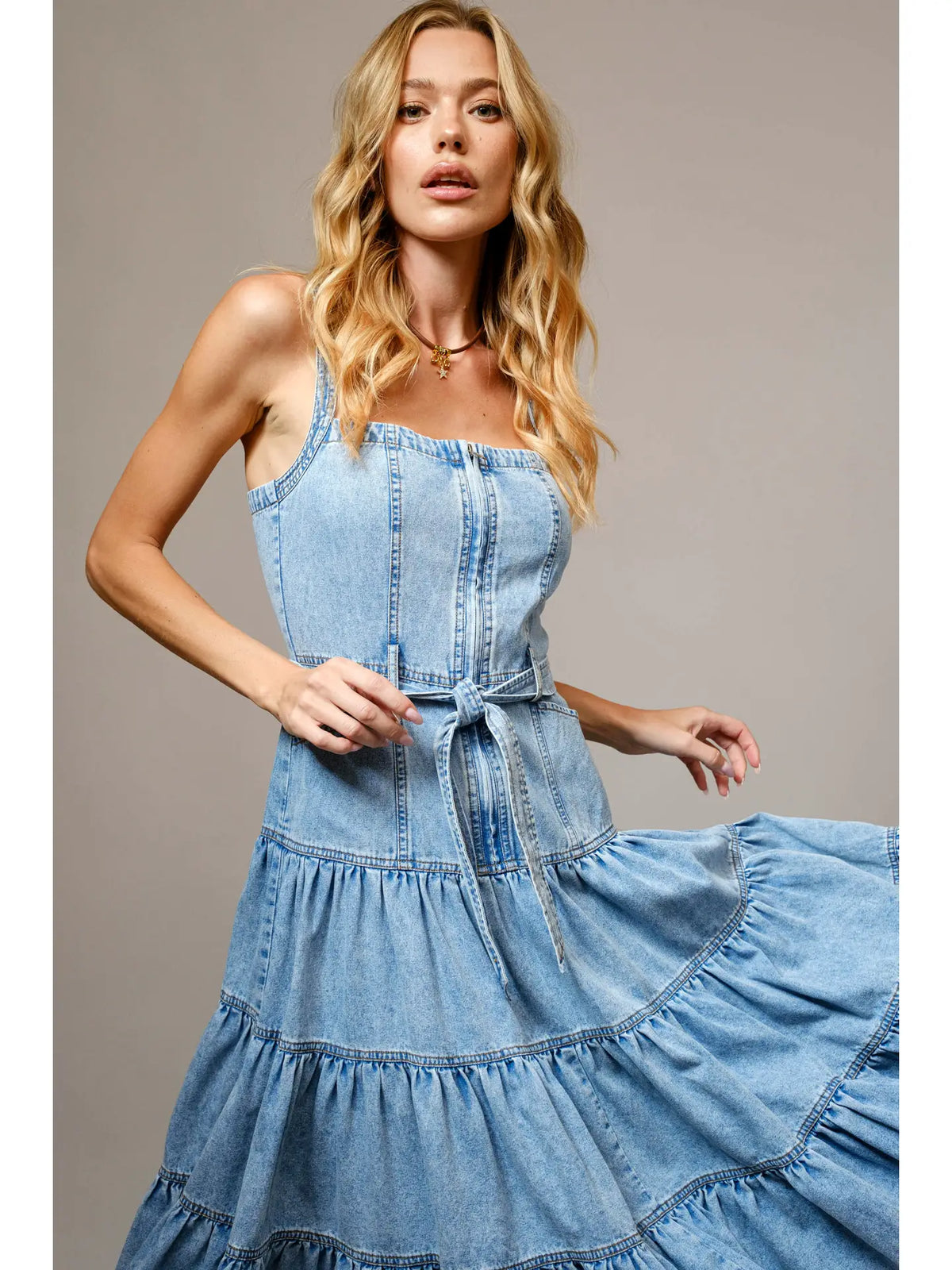 Lynette Zip Up Denim Dress