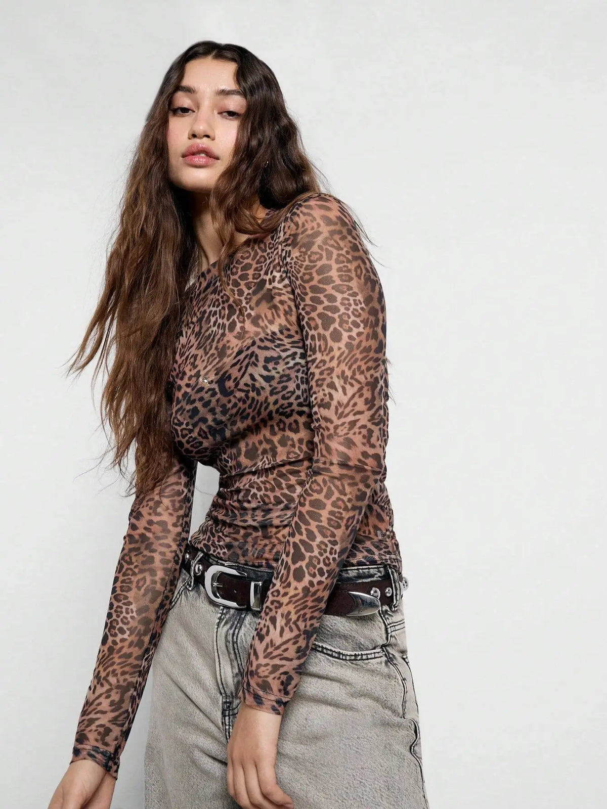 Tillie Leopard Mesh Top