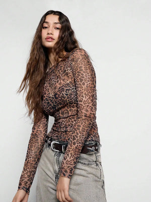 Tillie Leopard Mesh Top