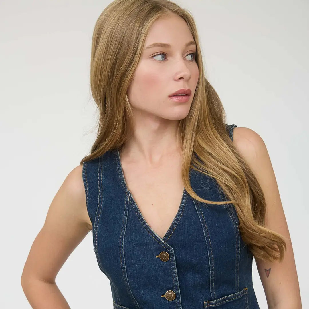 Vita Button Down Denim Vest