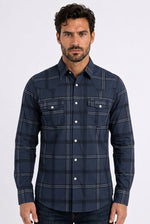 Sterling Navy Plaid Western Shirt