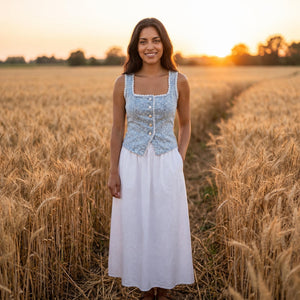 Nova Jacquard Denim Lace Vest