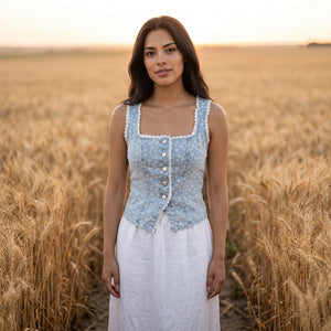 Nova Jacquard Denim Lace Vest
