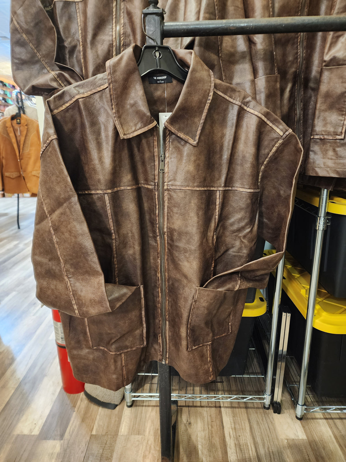 Cambree Leather Collapsed Zip-up
