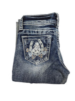 Zoey Horseshoe Flowers Girls Jeans