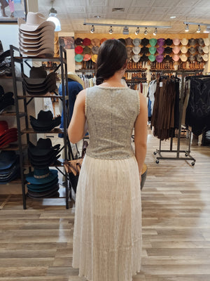 Nova Jacquard Denim Lace Vest