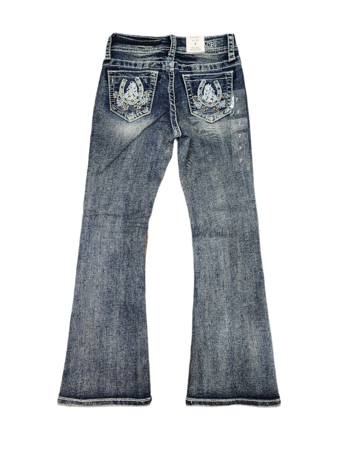 Zoey Horseshoe Flowers Girls Jeans