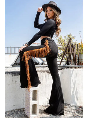 Nova Fringe Detail Black Jeans