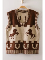 Oaklynn Western Horse Knit Vest