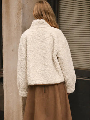 Pearl Sherpa Suede Button Down Jacket