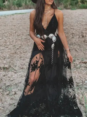 Cammie Strap Mesh Maxi Dress