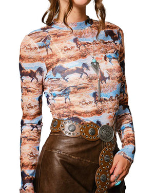 Jaylin Western Mesh Top