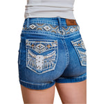 Natashia Embroidered Denim Shorts