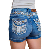 Natashia Embroidered Denim Shorts