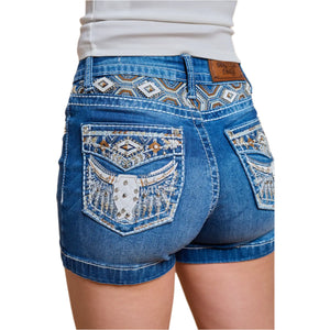Natashia Embroidered Denim Shorts