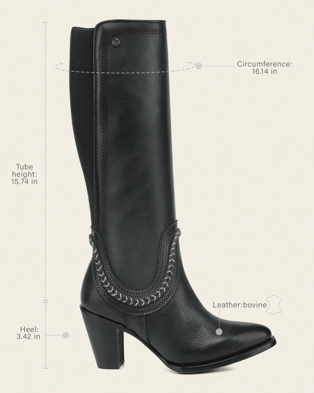 Bree Tall Black Bovine Ladies Boots