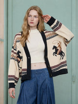 Beauty Horse Tribal Pattern Cardigan